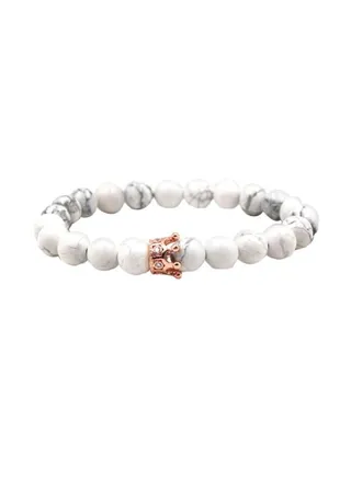 Elastic Beaded Crown Charm Bracelet 