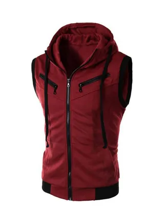 Solid Pattern Hooded Jacket Red/Black 