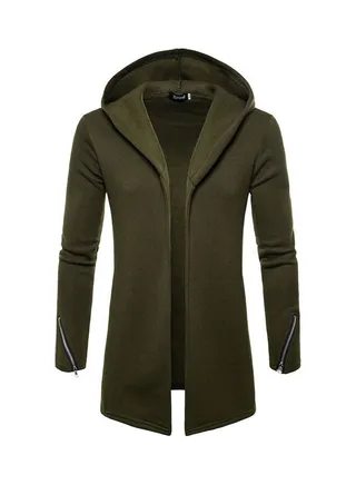 Solid Wind-Proof Hooded Coat Green 