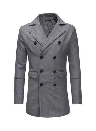 Casual Long Sleeved Coat Grey 