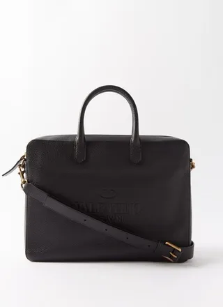 Logo-debossed Leather Briefcase