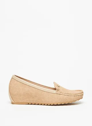 Women's Floral Print Slip-On Wedge Heeled Moccasins 