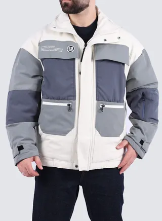 Men's Color Block Multi Pockets Jackets in OFF WHITE 