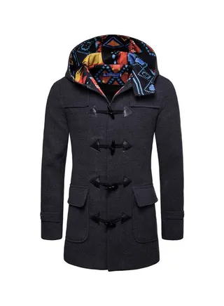 Solid Stand Collar Trench Coat Dark Grey 