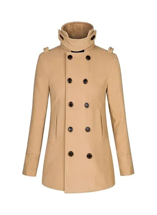 Double Breasted Belted Neck Trench Coat Khaki 