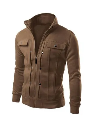 Long Sleeves Jacket Brown 