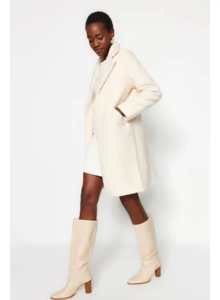 Ecru Boucle Coat TWOAW24KB00089 