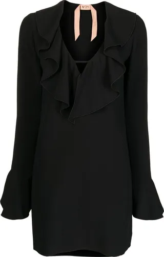 Draped-Neck Mini Dress