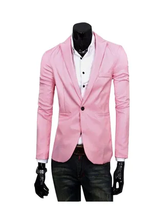 Slim Long Sleeve Suit Coat pink 