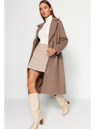 Mink Oversize Wide Cut Long Wool Cachet Coat TWOAW21KB0038 