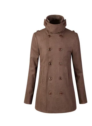 Double Breasted Belted Neck Trench Coat Brown 