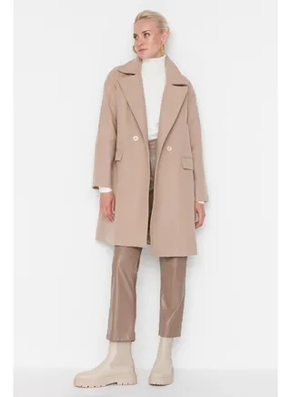 Coat - Beige - Double-breasted 