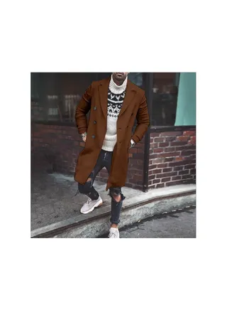 Squality Winter Long Coat Men Brown 