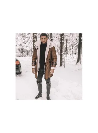 Squality Winter Long Coat Men Brown 