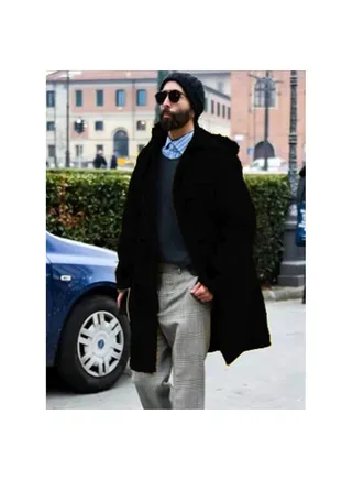 Squality Winter Long Coat Men Black 