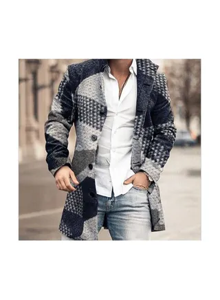 Squality Double Breasted Long Coat Men Multicolour-2 