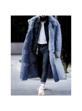 Squality Winter Long Coat Men Blue 