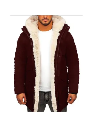 Squality Quilted Parka Jacket Men Red 