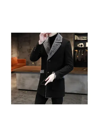Squality  Breasted Long Coat Men Black 