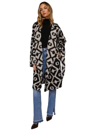 Belted Geo Duster Coat 