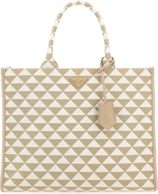 Prada Symbole Jacquard Triangle Tote Bag