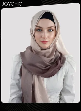 Gradient Color Fashion Hijab  Ice Silk Women Muslim Headwear Wearable Traditional Wear Long Head Scarf for All Seasons One Size 
