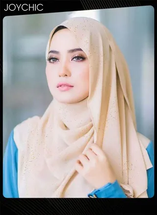 Solid Color Gold Powder Women Muslim Headwear Wearable Traditional Wear Long Fashion Pearl Chiffon Head Scarf for Ladies All Seasons Hijab One Size 
