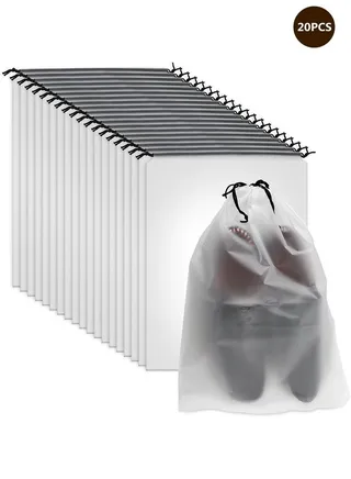 Transparent Shoe Bags for Travel Large Clear Shoes Organizers Storage Pouch with Rope for Men and Women 20 Pack 