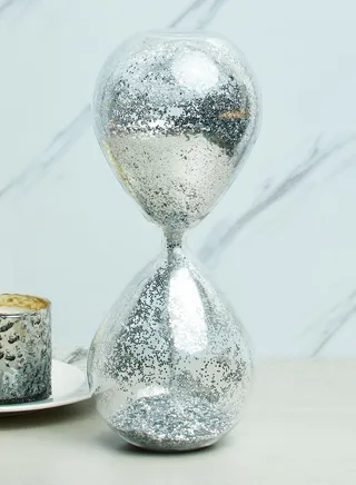 Silver Glitter Hour Glass Timer