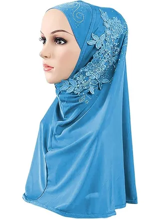 Women Glitter Sequin Hijab Muslim Head Wrap Scarf Long Turban Headband Hair Cap Shawl 