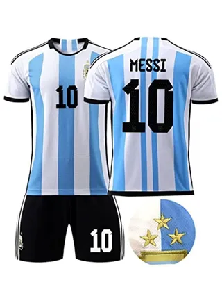 Lionel Messi Jersey #10 Argentina Football Home Football Soccer Jersey/Shorts Socks Gift Set Youth Sizes 