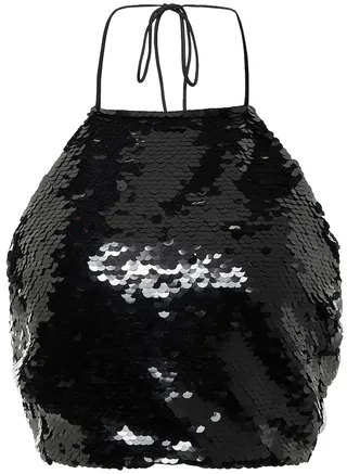 Sequined halterneck crop top