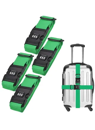 4-Piece Luggage Strap Belt With Digits Combination Lock Green/Black 