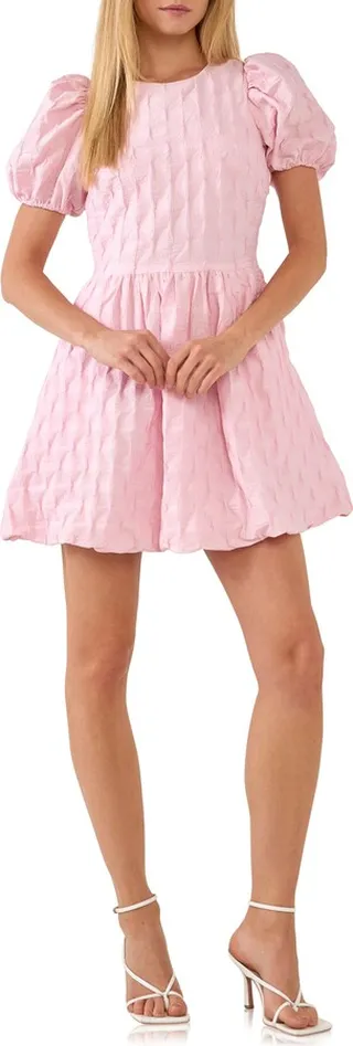 Textured Puff Sleeve Minidress
