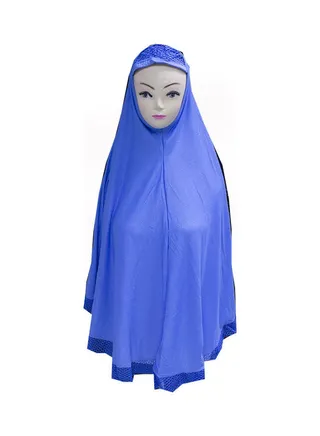 Solid Pattern Mesh Detail Hijab Blue 