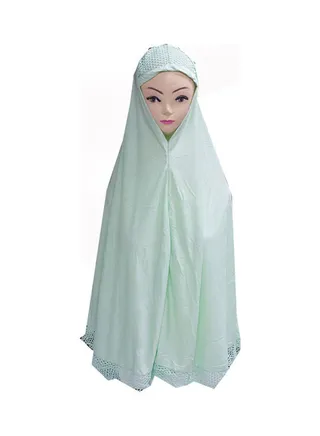 Solid Pattern Mesh Detail Hijab Light Green 