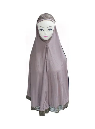 Solid Pattern Mesh Detail Hijab Light Brown 