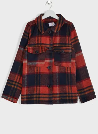 Girls Knitted Collar Neck Shacket 