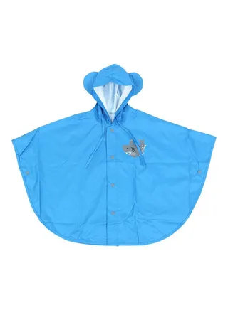 Poncho Hooded Raincoat Blue 
