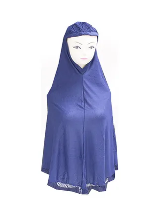 Solid Pattern Mesh Detail Hijab Blue 