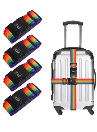 4-Piece Luggage Strap Belt With Digits Combination Lock Multicolour 