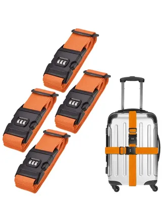 4-Piece Luggage Strap Belt With Digits Combination Lock Orange 