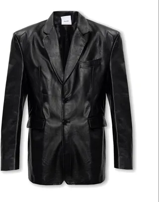 Vetements Padded Shoulder Leather Jacket