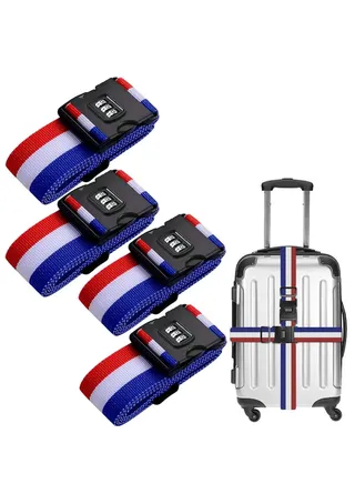 4-Piece Luggage Strap Belt With Digits Combination Lock Multicolour 