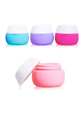 Travel Containers for Toiletries Silicone Cream Jars Travel Size Containers Leak-proof Travel Accessories with Lid for Cosmetic Makeup Face Body Hand Cream (4 PCS) 