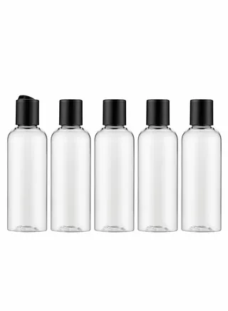 8oz Clear Plastic Empty Travel Bottles with Disc Top Flip Cap, BPA-Free Squeeze Containers for Shampoo, Lotion, Soap, Cream -5 Pcs 