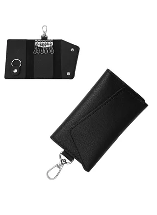 Small Leather Wallet Keychain Bag, Leather Pouch for Men, Genuine Leather Key Chain, Key Holder with Hanging Buckle Hooks for Men Women Keys Cards 
