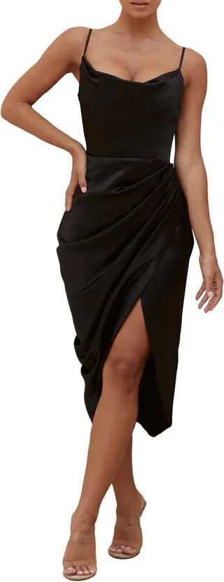 Reva Satin Gathered Corset Dress