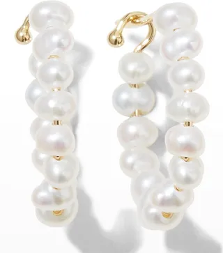 Freshwater Pearl Diamond Hook Earrings