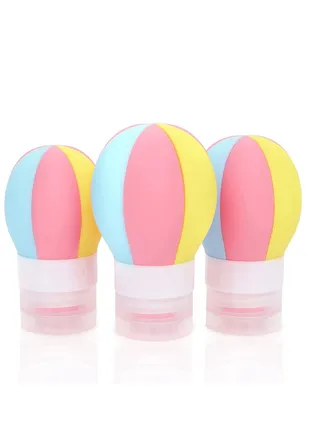 Silicone Travel Bottles, 3 Pcs Hot Air Balloon TSA Approved Travel Size Toiletries, 50/70/100ml Leak Proof Squeezable Travel Essentials Accessories Refillable Silicone Shower Gel Containers 